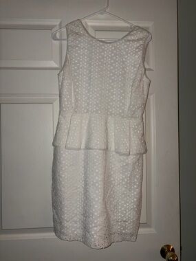 Max & Cleo White Eyelet Peplum Mini Dress